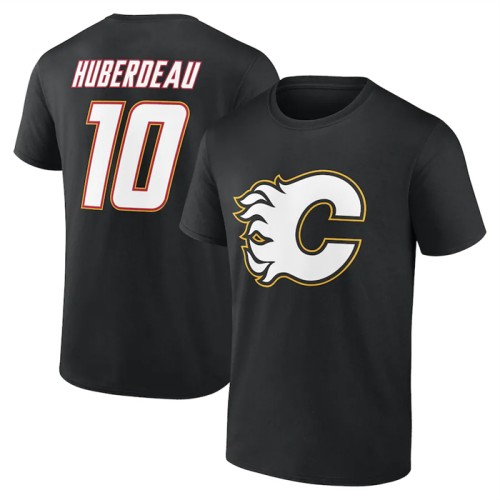 Men's Calgary Flames #10 Jonathan Huberdeau Black T-Shirt